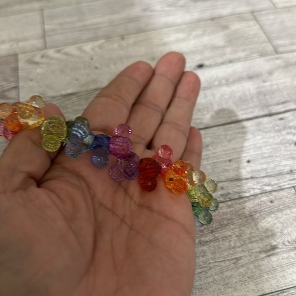 Disney parks Mickey multicolor rainbow plastic bead cluster elastic bracelet - Picture 4 of 4